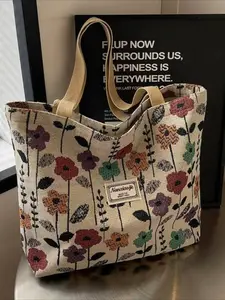 Large Capacity Niche Single Shoulder Bag for Women, Ins Style Canvas Bag, Tote Bag for Class, Commuting Bag, Lightweight Tote Bag