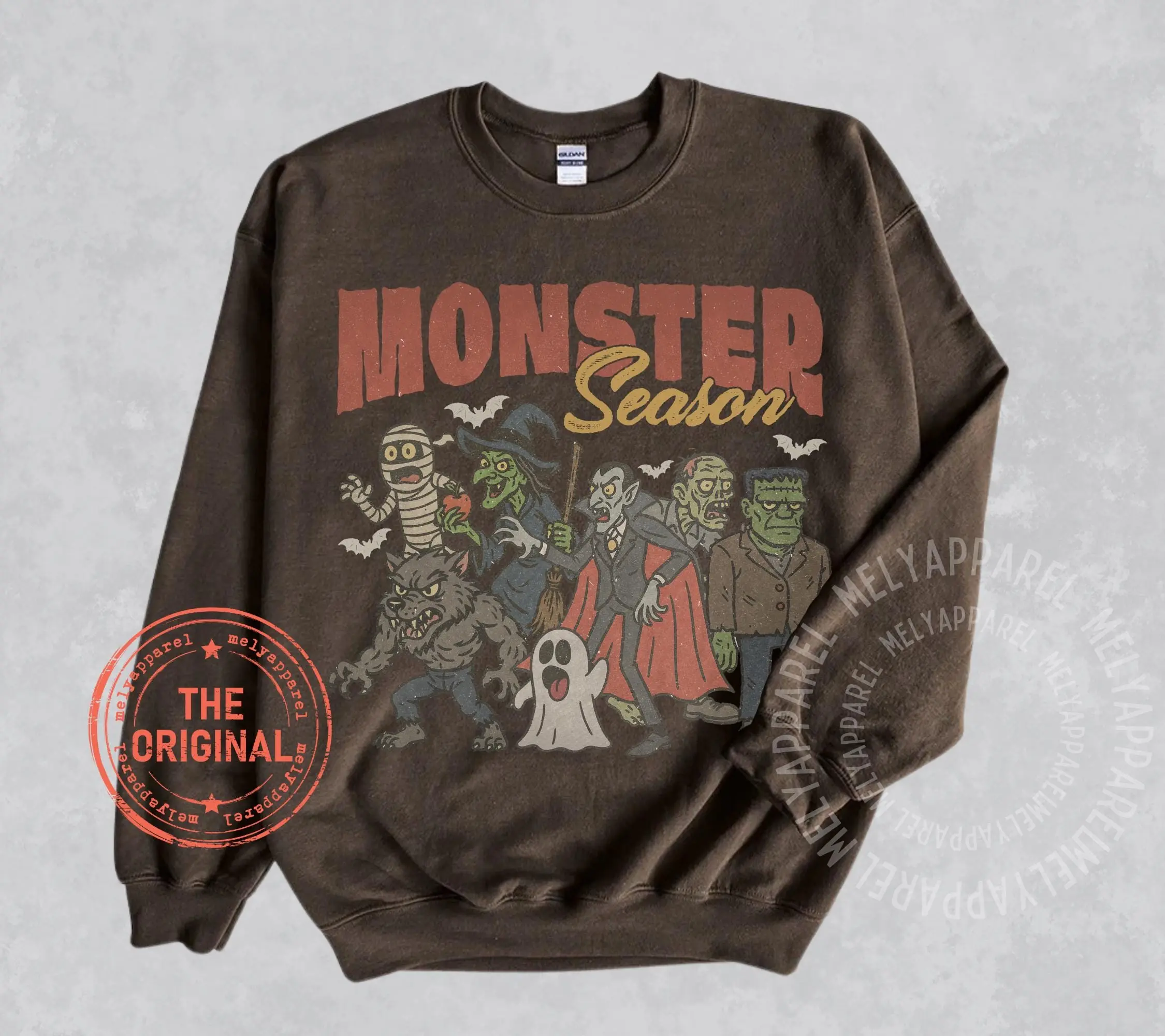 Retro Halloween Sweatshirt Monsters Sweater Horror Movie Vintage Graphic Spooky Season Gift for Him or Her Ghost Party Wear Fall Clothes