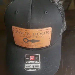 Richardson hat with laser engraved leather patch