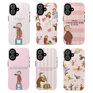 Faith & Fun Monkey Phone Case Collection, Cute Designs with Positive Bible Verses, Curious Georgee Protective Cover, Gift,phone Case Suitable for Iphone 11/12/13/14/15/16/17 Pro Promax Plus Air and Samsung S22/S23/S24/S25 Plus Ultra Fe