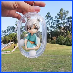 Large opening Transparent Doll Bag Keychain with Colorful Soft Balls - Variant Sizes