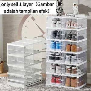Transparent Shoe Box Display Cabinet, Thick Foldable Plastic Sports Shoe Storage Box, Stackable Dust-Proof High Shelf, Shoe Rack Organizer