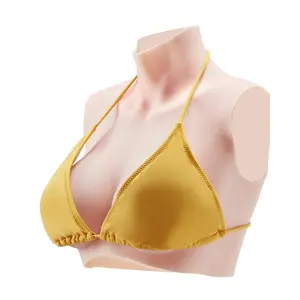 VEVOR Silicone Breastplate, D-Cup High Neckline Fake Breasts for Crossdressers, Realistic Silicone-Filled Fake Boobs Breast Forms for Transgender Cosplay Drag Queen, Ivory