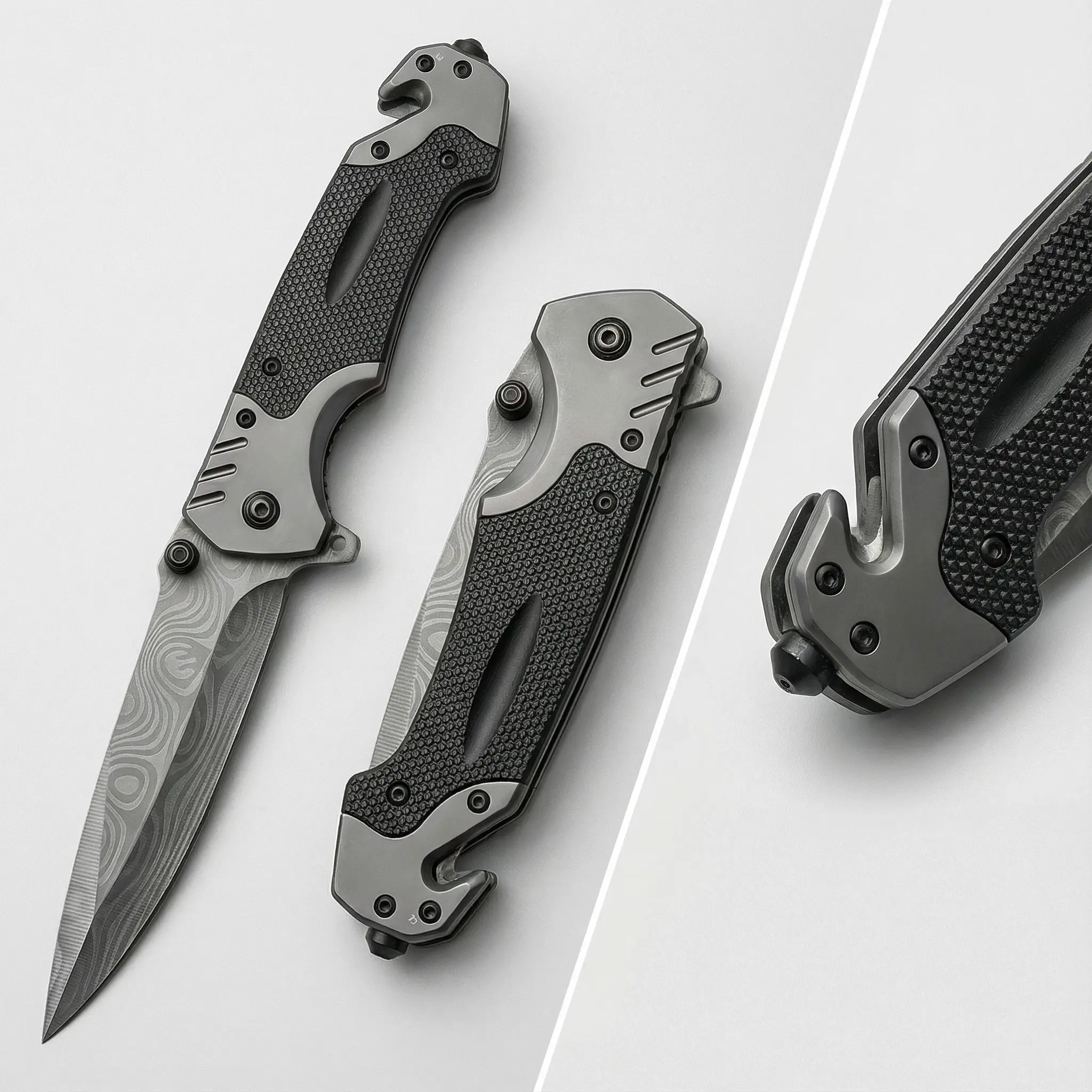 Unisex Foldable Stainless Steel Pocket Knife with 3.5" Blade, Seatbelt Cutter, Glass Breaker - EDC Survival Equipment for Camping, Emergencies, Adults Outdoor Tools, Multi-Function, Acrylonitrile Butadiene Styrene (Abs), Fa18, Fishing