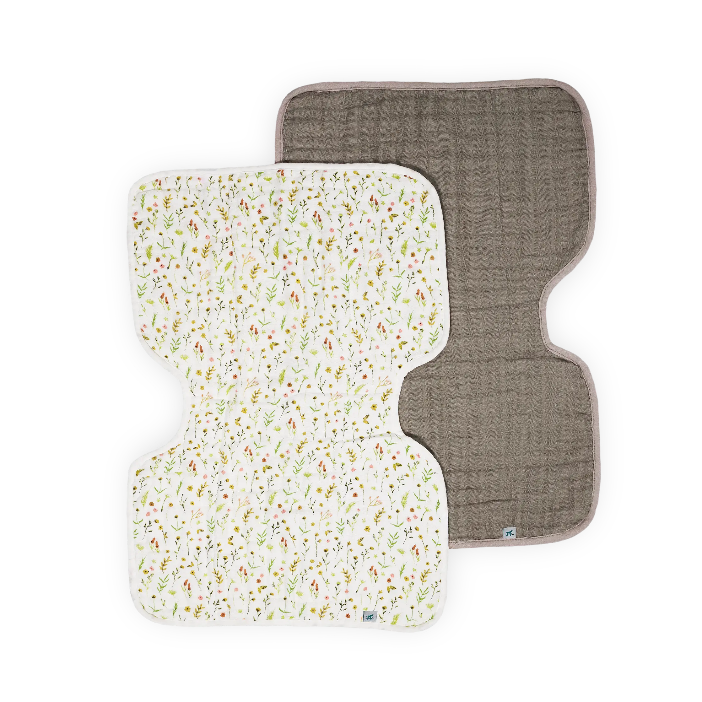 Organic Cotton Muslin Burp Cloth 2 Pack - Floral Field + Driftwood