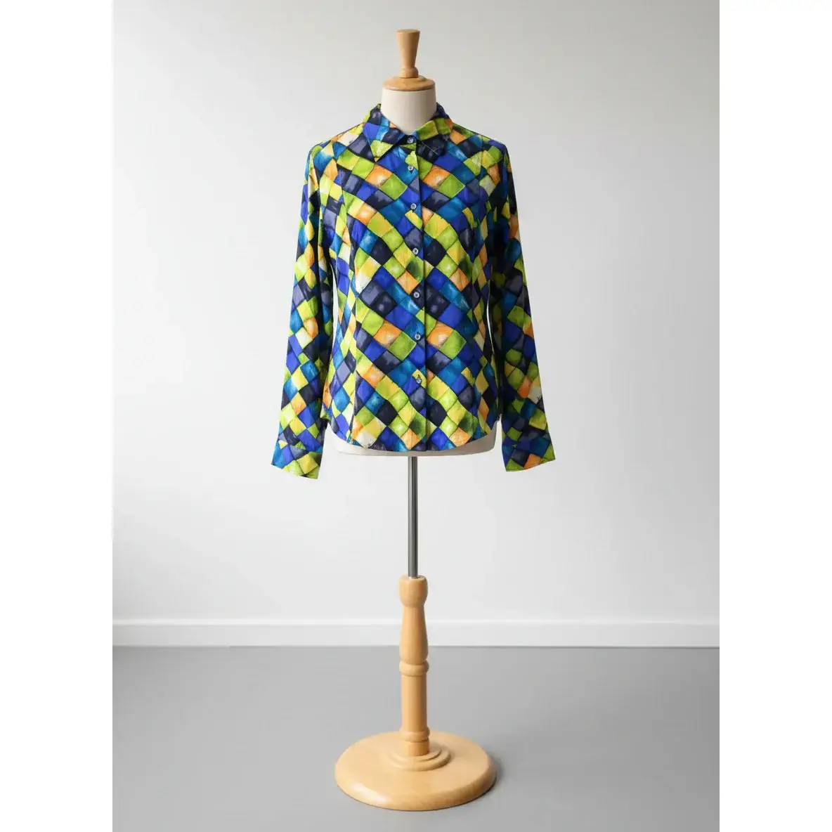 Vintage Dana B. and Karen 100% Silk Abstract Geometric Blouse Women's 16