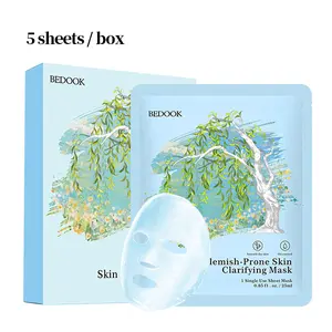 BEDOOK Blemish-Prone Skin Clarifying Mask,5 Sheets/box | Oil Control & Acne Care with Willow Bark Extract, Calms Breakouts & Redness, Brightening Gentle Hydrating Mask for Oily Skin