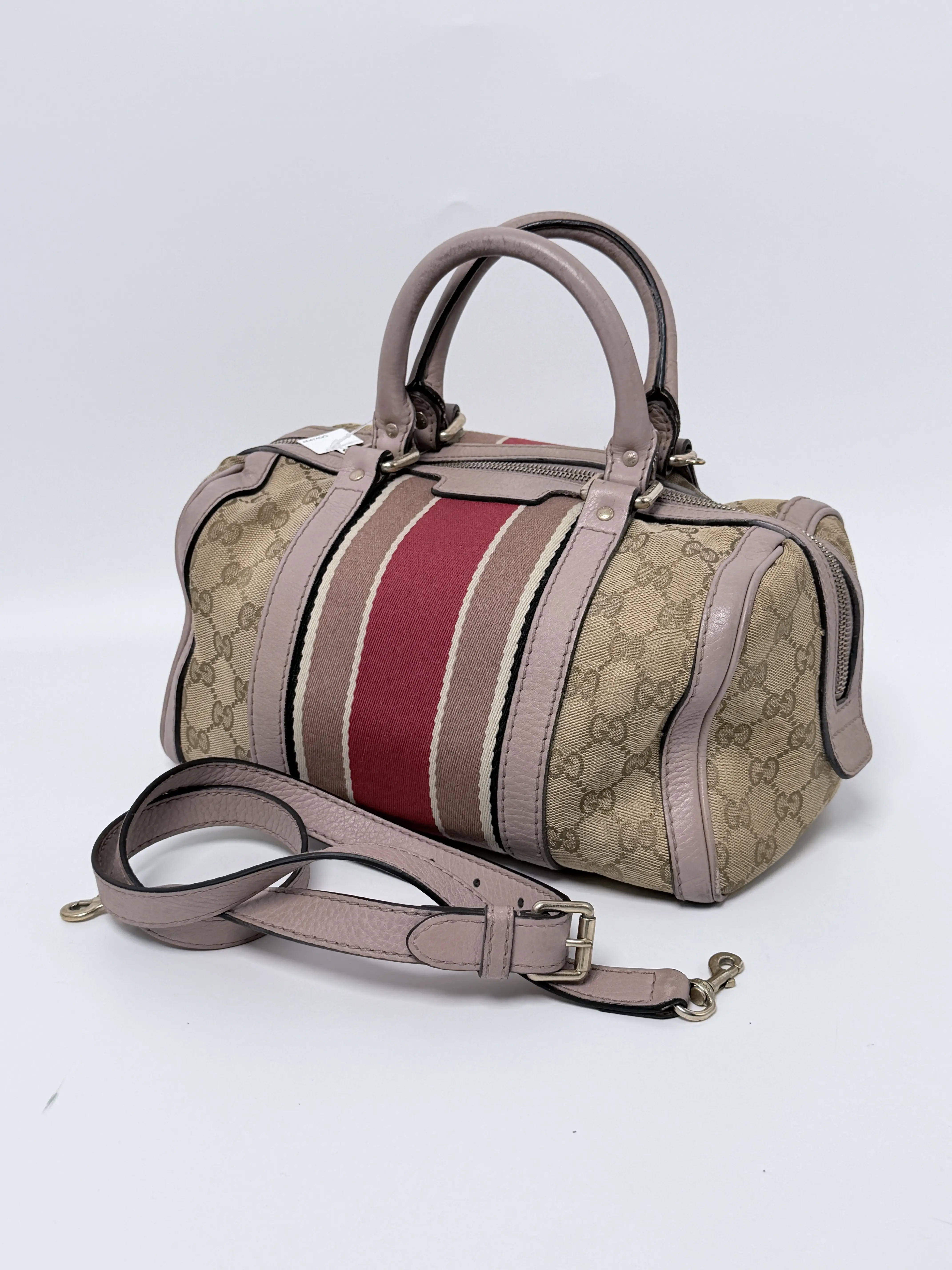 Pre-owned GUCCI Canvas Shoulder Bags GG Vintage Web GG Joy Boston Bag Crossbody Handle Handbag JA474GG