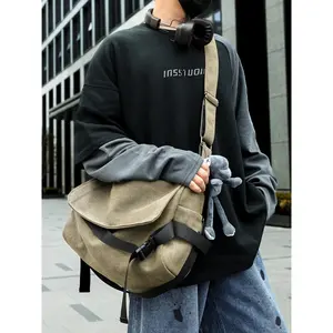 Autumn Winter New Men's Frog Pendant Crossbody Bag, Casual Crossbody Bags, Commuter Crossbody Bag, Unisex Large Capacity Shoulder Backpack, Daily Commute Office Backpack, Durable Molle Bag, Trendy Women Bags