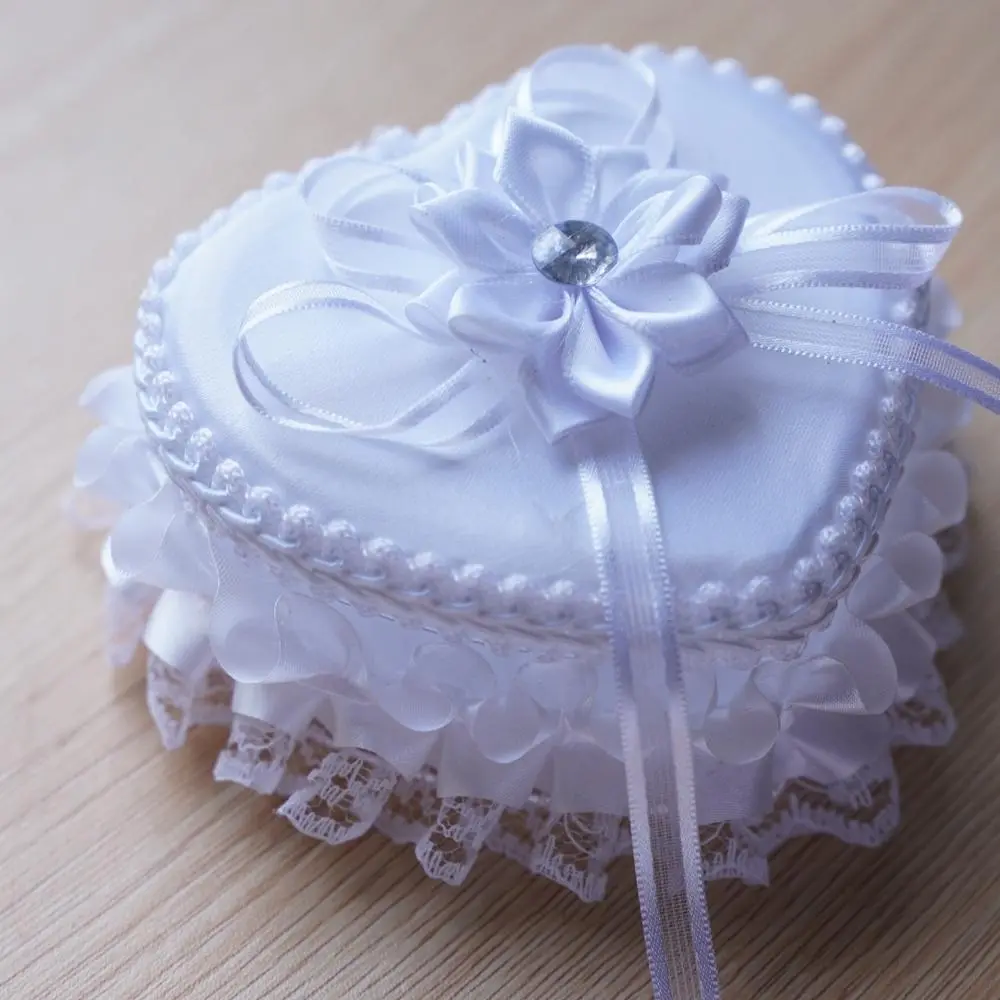 Heart Shaped Ring Box without Ring, Flower Decor Ring Box, Wedding Ring Storage Box, Wedding Decoration Supplies, Party Supplies, Elegant Jewelry Organizer, Decorative Boxes