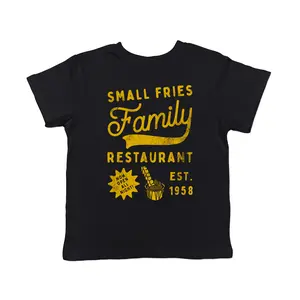 Toddler Small Fries Family Restaurant T Shirt Funny Diner Joke Tee for Kids Funny Toddler Shirts Food Apparel for Toddler Funny Food Apparel Childrens Graphic Tees Black -