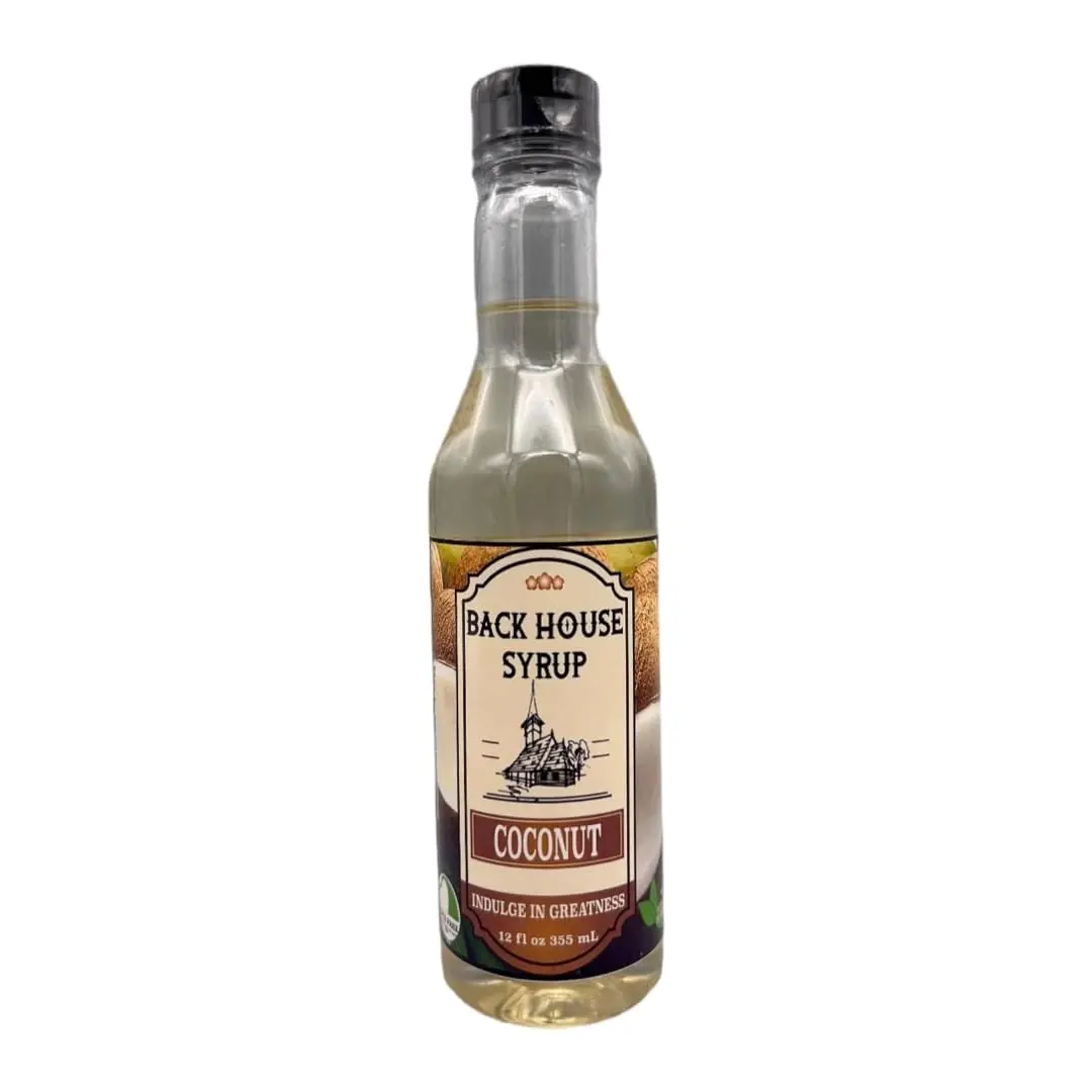 Back House Syrup Coconut Syrup 12 OZ Bottle for Coffee, Cocktail, Mocktail and Non Alcoholic Drinks, All-Natural Beverage Sweet