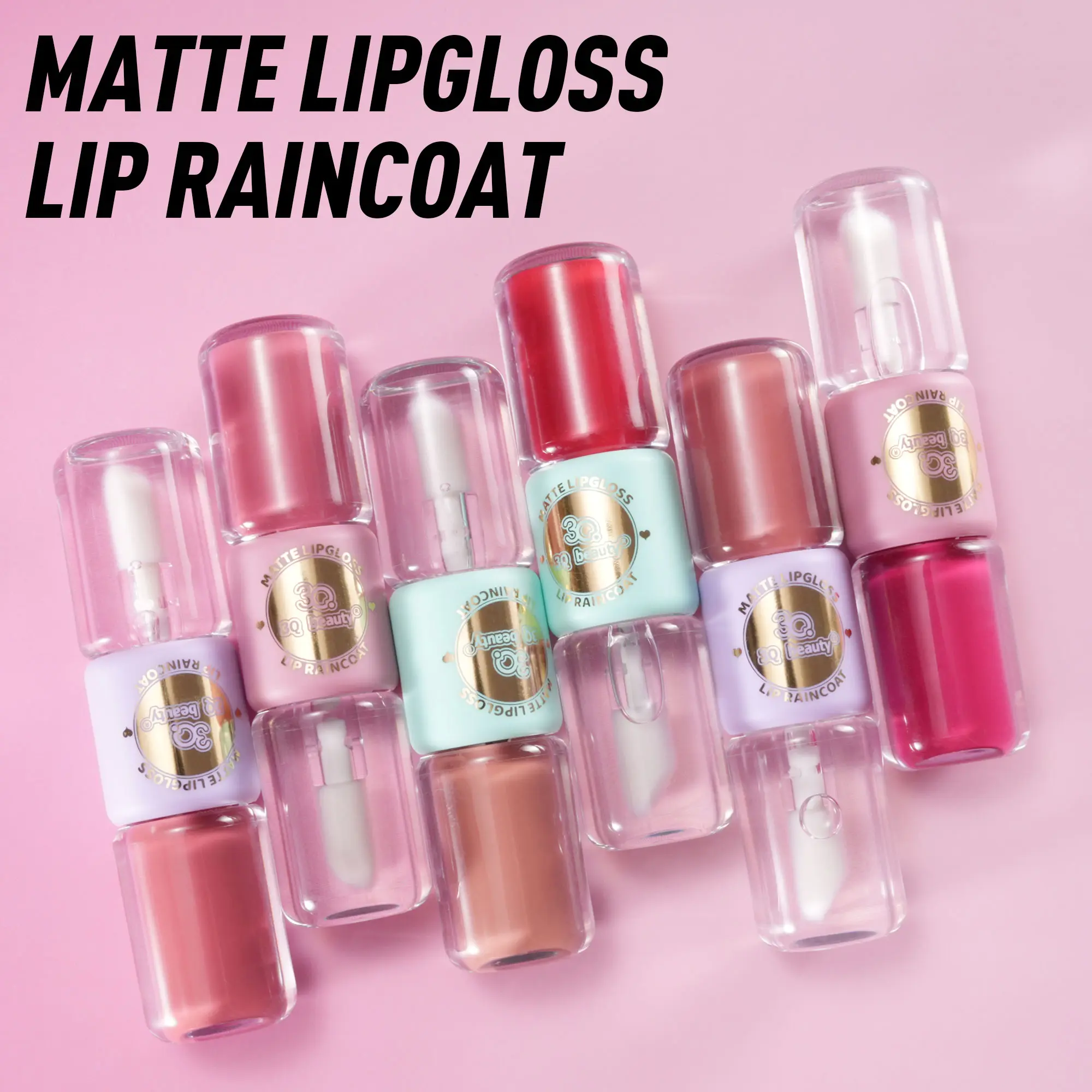 3Q Beauty Matte Lip Gloss Lip Raincoat Set,   6-Color   Transfer-Proof Long Lasting Lip Tint, Non-Stick Cup Waterproof Liquid Lipstick Kit for Women