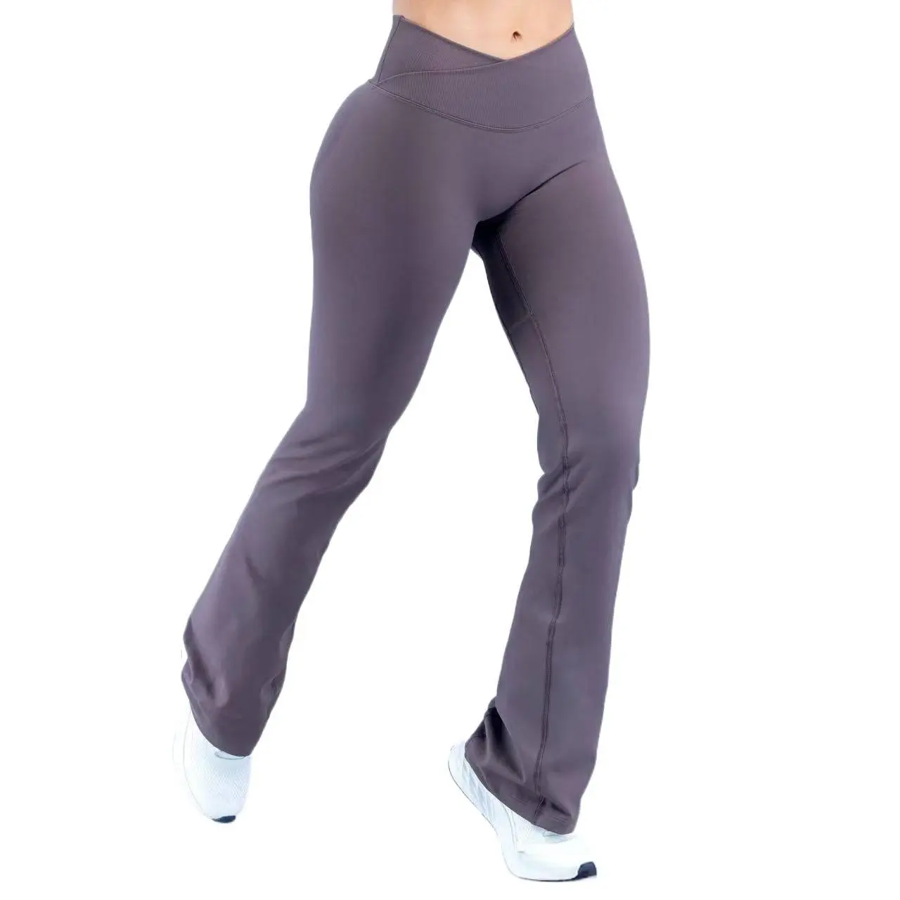 DFYNE Women’s Seamless Flare Leggings – High Waisted Scrunch Butt Yoga Pants, Cross Waist Sculpting Workout Pants for Gym, Pilates & Activewear