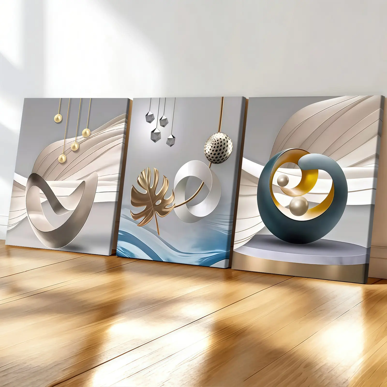 3-count wooden frame canvas, Wooden Wall Art, modern geometric pattern art, Abstract Design, Modern Home Decoration, abstract art decoration, living room decoration, family poster, suitable for bedroom, office and corridor decoration