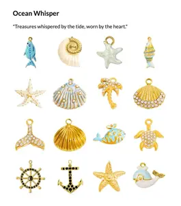 Gold Custom Charm Pendant for DIY Jewelry Making, Personalized Birthstone Letter Sports Ocean Vintage Charms for Necklace Bracelet