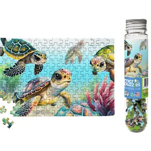 Flippin Awesome Sea Turtles MicroPuzzle mini micro tiny jigsaw puzzle in tube gift