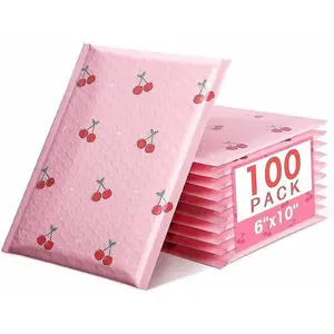 6x10 Inch Pink Poly Bubble Mailers 100 Pack, Self Seal Adhesive Small Padded Mailing Envelopes,Cushioning Bubble Envelopes for Shipping,Mailing,Small Business,Packaging,Bulk #0