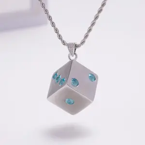 [ICE HUE]18K Gold Vacuum Plated Copper with 5A+ Sri Lanka Zircon Big Dice Design Pendant With Necklace Miami Italy Mexico & Micro Inspired for Women & Men Luxury Jewelry,Daily Wear,Casual Fashion,Gift Idea,Chicano,Classic,Hip Hop,Simple,Sporty Style