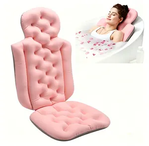 Full Body Bath Pillow, Ergonomic Bathtub Cushion with Neck Head Shoulder Back Support, Soft Breathable Quick Dry Mesh Fabric, Non-Slip Base Luxury Tub Pillow for Home Spa Bathtub Outdoor Pool Use， bathroom