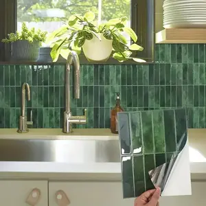 Aadesh Self-Adhesive PET Tile Wall Stickers, Ready to Tear and Stick, Waterproof, Mildew Resistant, Oil Resistant, Suitable for Living Room, Kitchen, Bathroom, Balcony and Sink, 9x11.4 inch, Home Decor, Self Adhesive Tiles