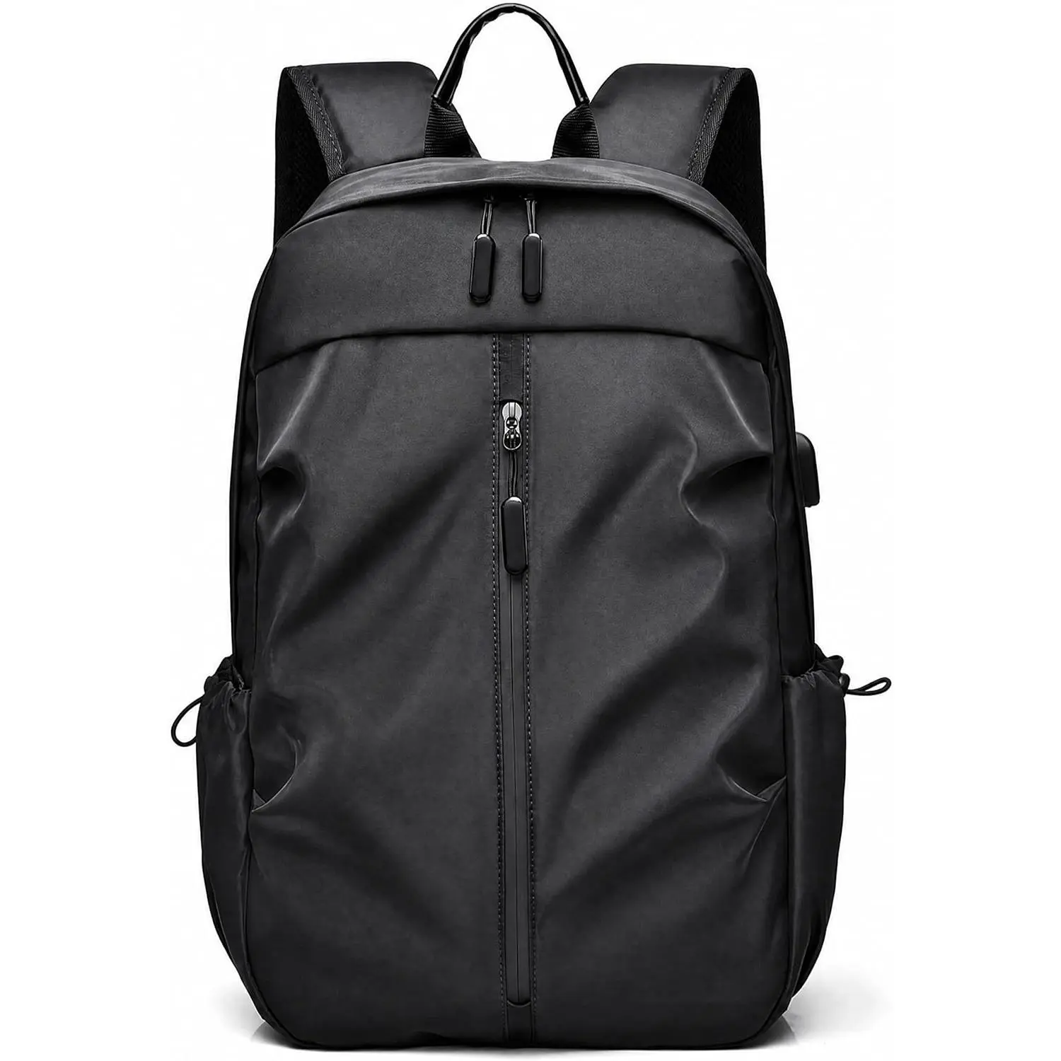 Black Backpack for Men & Women, 17.7 Inch Laptop Backpack for Travel & Work, Water Resistant Business Commuter Backpack with USB Port, Luggage Strap, Durable Oxford Nylon Daypack