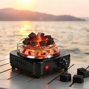 Electric Charcoal Burner for  500W Fast Heating, 5 Temperature Gears, Thermostat Safety & Stainless Steel Coil, Bonus Accessories for Outdoor/Indoor Use