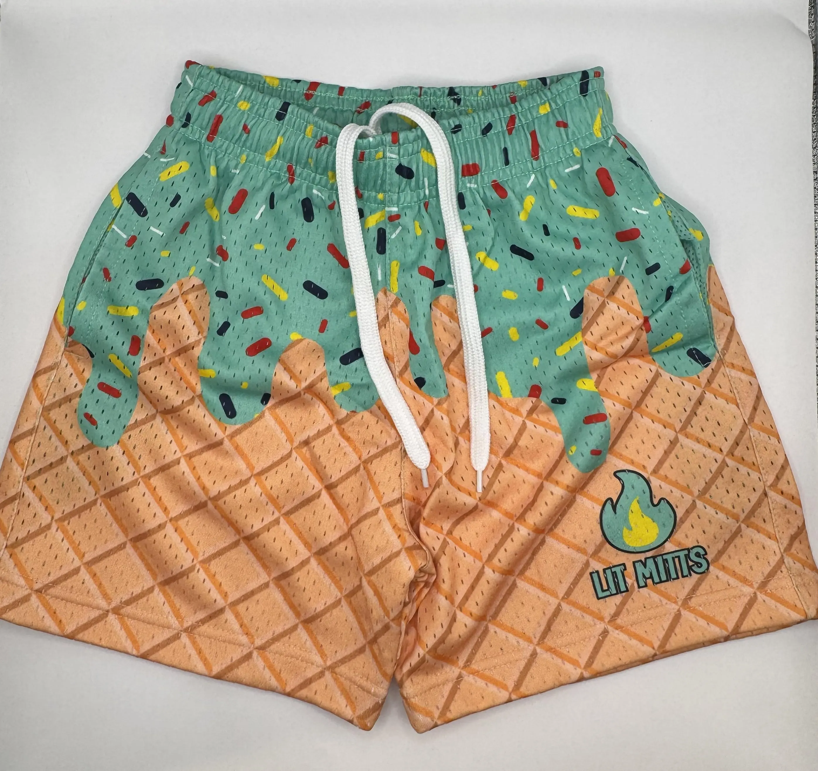 Mint Waffle Drip Shorts Mesh