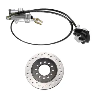 ATV Go kart Hydraulic Rear Brake Master Cylinder Caliper + Disc Rotor Brake Kit for 50cc-125cc Karting UTV Drift Trike Golf Cart Quad Buggy Dune Moped TaoTao Buyang Coolsport Kazuma Sunl Roketa AIM-EX