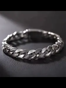 Vintage Snake Skin Cuban Punk Bracelet, Unisex Distressed Fashion Hip Hop Jewelry, Trendy Gift for Boyfriend, Casual Ethnic Pattern