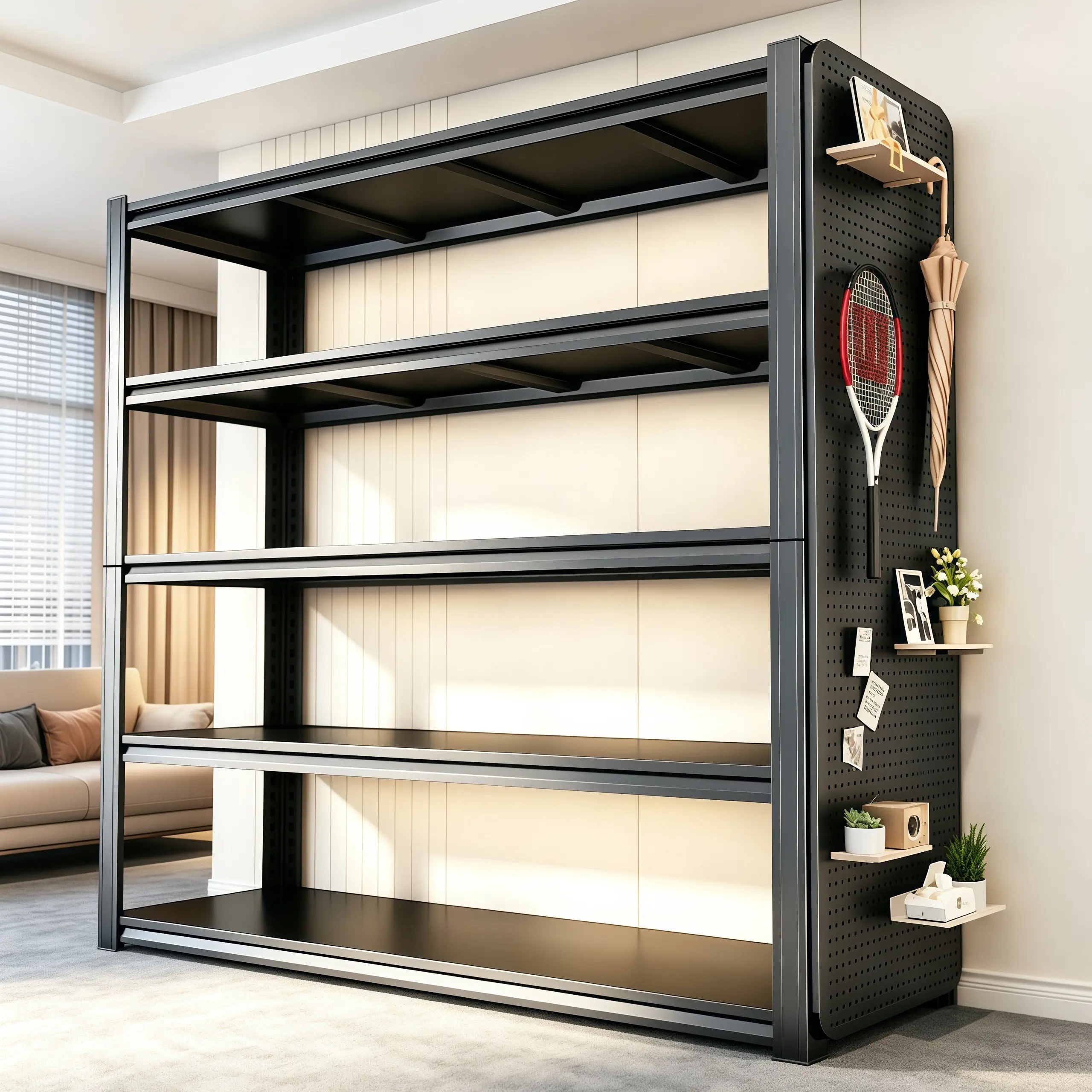 77.4" H Heavy-Duty Garage Shelving Unit, 2,500 lb Capacity | Adjustable Shelving, 5-Tier Metal Shelving, Tool-Free Assembly, Industrial-Grade Shelving, Ideal for Garages, Basements, Workshops, Kitchens, and Pantries