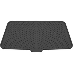 Extra-Large Silicone Dish Drying Mat with Drainage Lip – Easy to Clean, Heat-Resistant Kitchen Counter Dish Drainer & Tableware Coaster