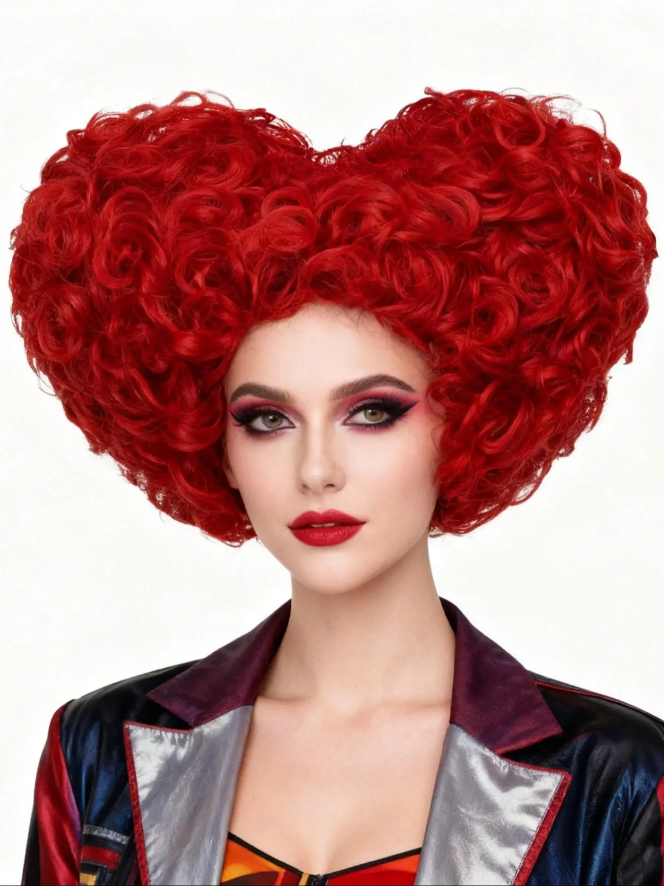 New Role Play Queen Heart Shape Wig, Curly Anime Wig for Cosplay, Halloween Party, Costume Accessories, Women's Hairpiece, Kinky Curly Wigs, Wig Unit