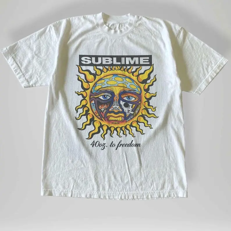 GILDAN Sublime 40oz to Freedom Vintage design T-shirt, Sublime Blue Mens Concert T Shirt Soft, Summer Streetwear Vibe, Cute Summer Top, Unisex Y2k