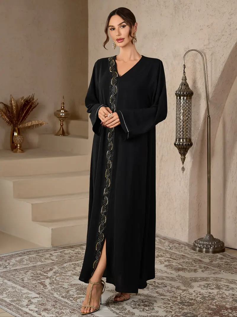 knee length dresses for ladies Eid Dress Women Middle East Arab Embroidery Woven Fabric Kaftan Dress –  Urgarment
