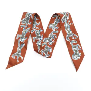 Pre-owned Hermes Twilly Brown silk scarf T10384533