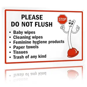 Bathroom Plumbing Metal Sign 12x8 In – "Please Do Not Flush" Rustproof Aluminum Wall Art for Restrooms