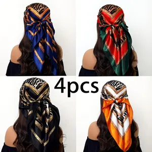 NEW 2026 Summer Must-Have Premium  35x35 inches Satin Scarves for Daily Wear & Multifunctional Use 4pcs