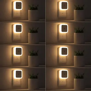 Night Light, Lights Plug into Wall 8-Pack, in Dusk to Dawn Nightlight Led for Bedroom, Bathroom, Hallway Warm White