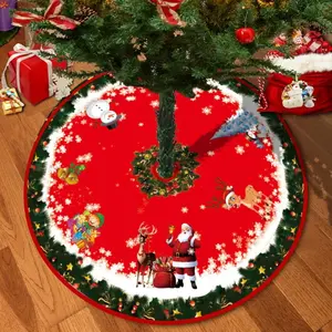 90cm Christmas Tree Skirt Craft Christmas Tree Tower Mat Background Aprons Christmas Tree New Year Holiday Party Home Decoration