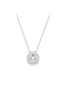 Luxem 3D Camellia Flower Necklace Full Pave Cubic Zirconia Elegant Fashion Jewelry Gift for Women Statement Pendant Necklace