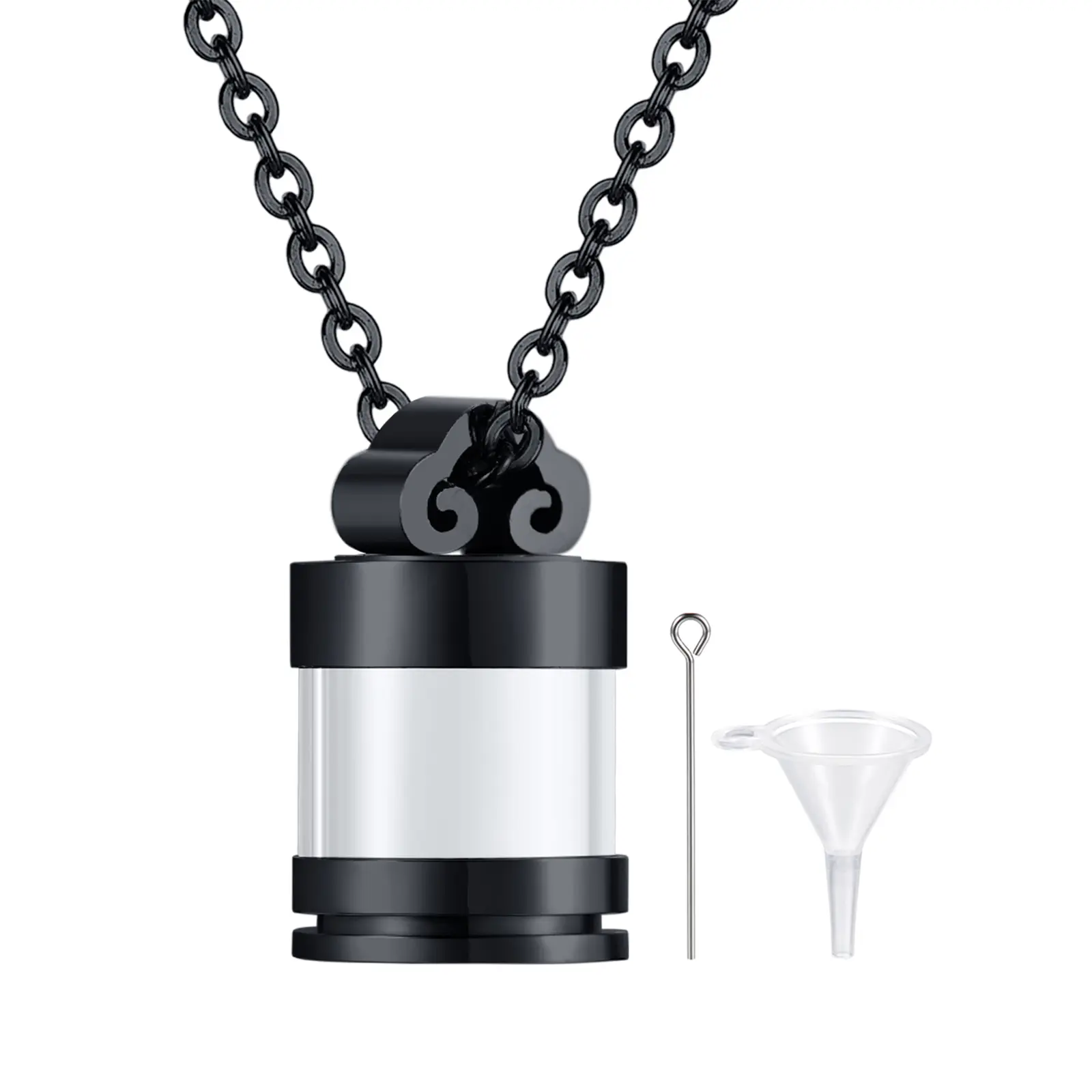 OIDEA Glass Vial Photo Locket Necklace, Stainless Steel Clear Memorial Locket Pendant for Pet Human, Keepsake Jewelry with Funnel, Black