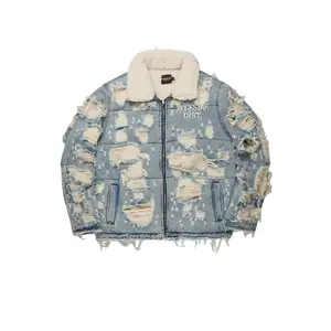 Faro Blue Denim Sherpa Puffer Jacket