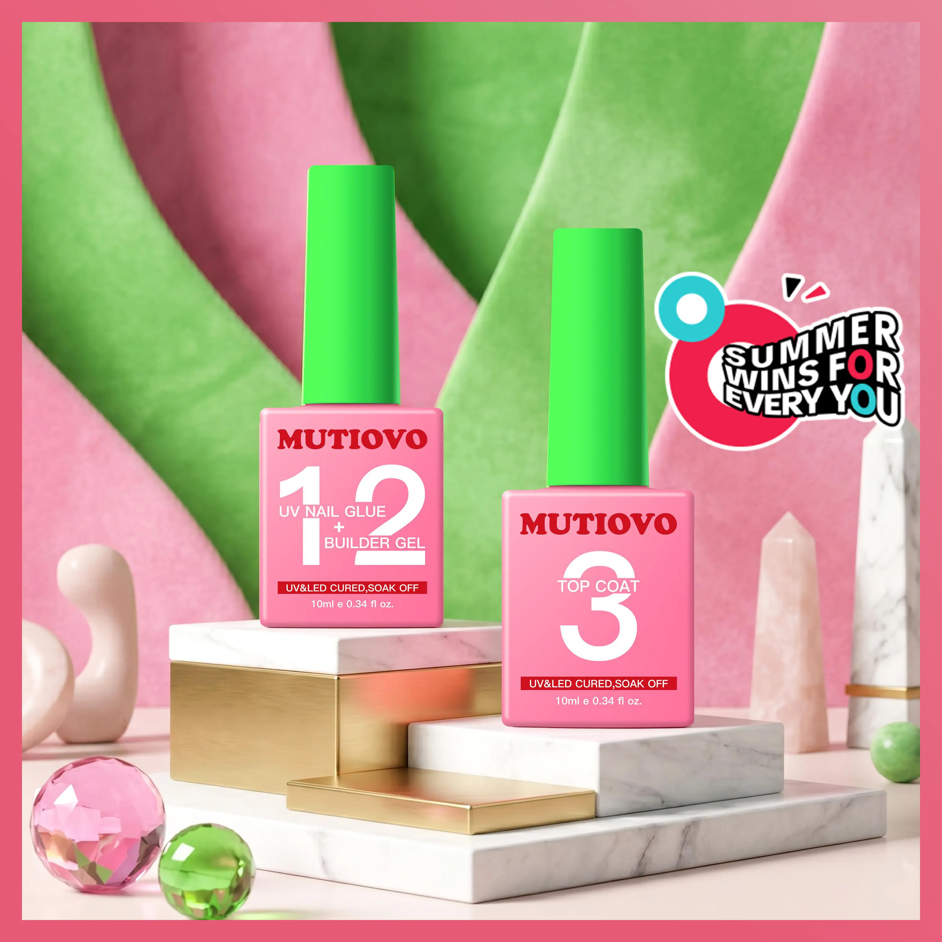 MUTIOVO 2 in 1 UV Nail Glue Builder Gel and Top Coat Kit, Super Strong Adhesive for Press on Acrylic Nails, No Wipe for Predesigned French Tips Nails Tips, 30+ Days Last, Salon Effect Clear Matte Matte Storage