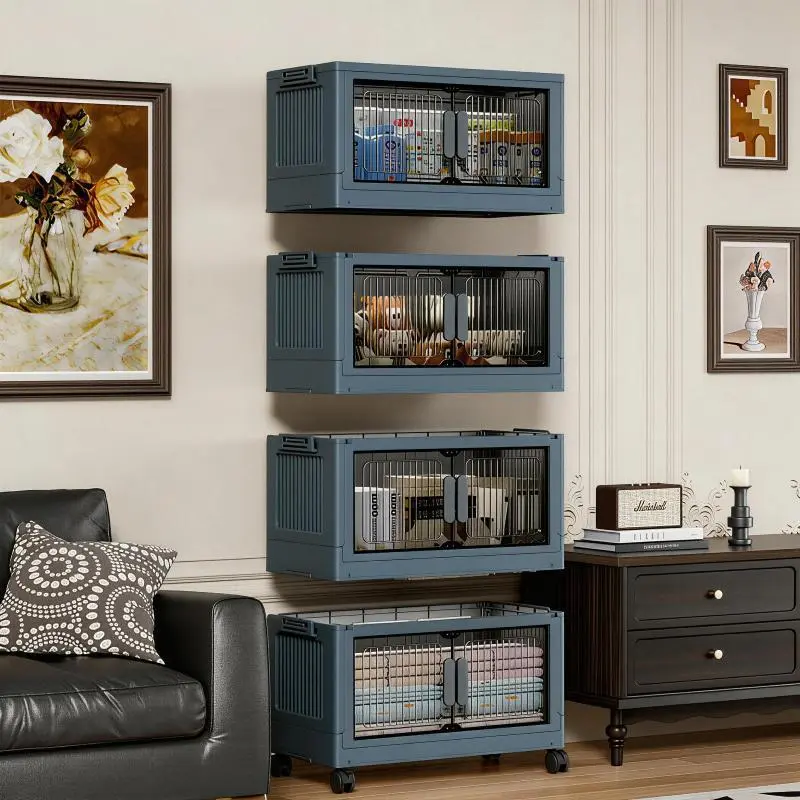 Collapsible 5 Tier Storage Bins, Wheeled Plastic Stackable Folding Storage Boxes for Multi-Purpose Organization Collapsible 5 Tier Storage Bins, Wheeled Plastic Stackable Folding Storage Boxes for Multi-Purpose Organization