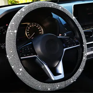 Diamond-Embellished Car Steering Wheel Cover - Inner-Ringless, Full-Coverage Rhinestone Design, Elastic All-Diamond Grip Sleeve, Car Decor Accessory, Accessories For Car