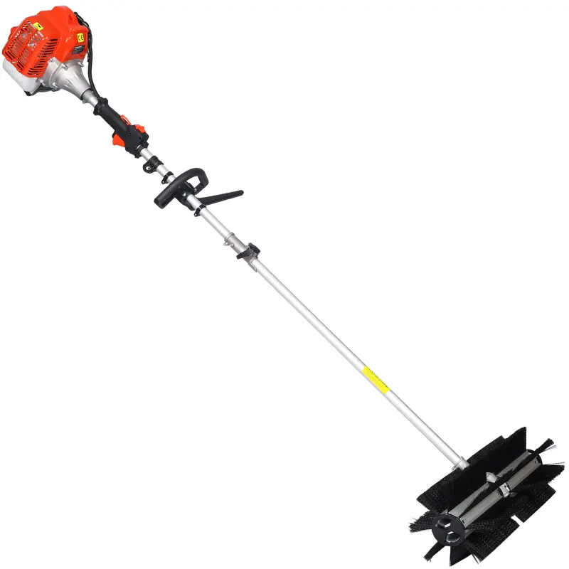 Gas Powered Sweeper Brush Broom, Cordless Hand Held Walk Behind Power Shovel Snow Cleaner for Driveway Lawn Garden, 52CC 2-Stroke, 2.4HP (24x9 EPA) Motor Engine