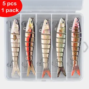 Lifelike Fishing Lures 5 pcs 1 pack Multi Jointed Flexible and Sturdy Body Swimbaits Slow Sinking Swimming Bass Lures for Freshwater and Saltwater