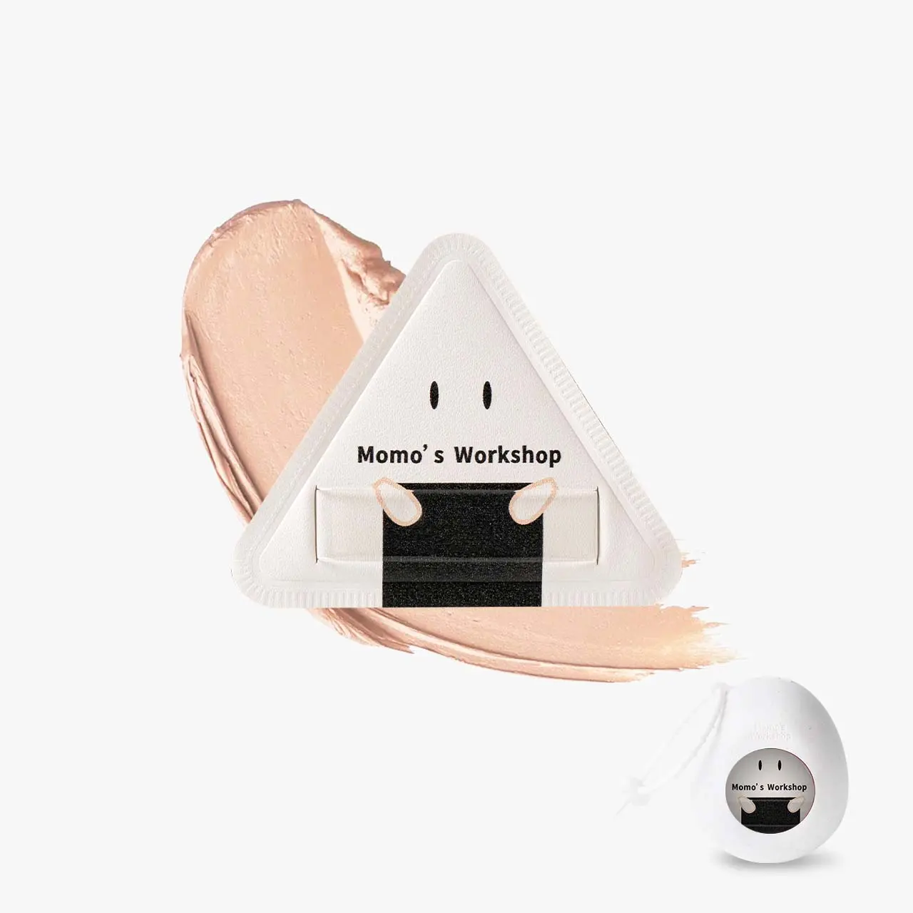 Momo's Workshop Bento Collection Soft Triangle Rice Paopaomi Puff - Wet-Use, Powder Foundation Applicator, Travel-Friendly Cosmetic Puff
