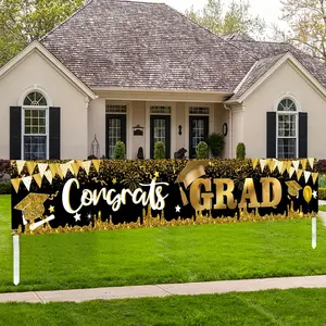 Congratulations Graduates Yard Banner Decoration, Polyester Hanging Decor, Graduation Party Yard Decor, Wall Decor, Party Supplies, Graduation Party Decorations, Yard Sign Banner